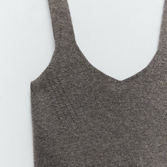 🔴 Zara Womens Wool Pullover Crop Knit Top V Neck Sleeveless  - Size S - Picture 5 of 13